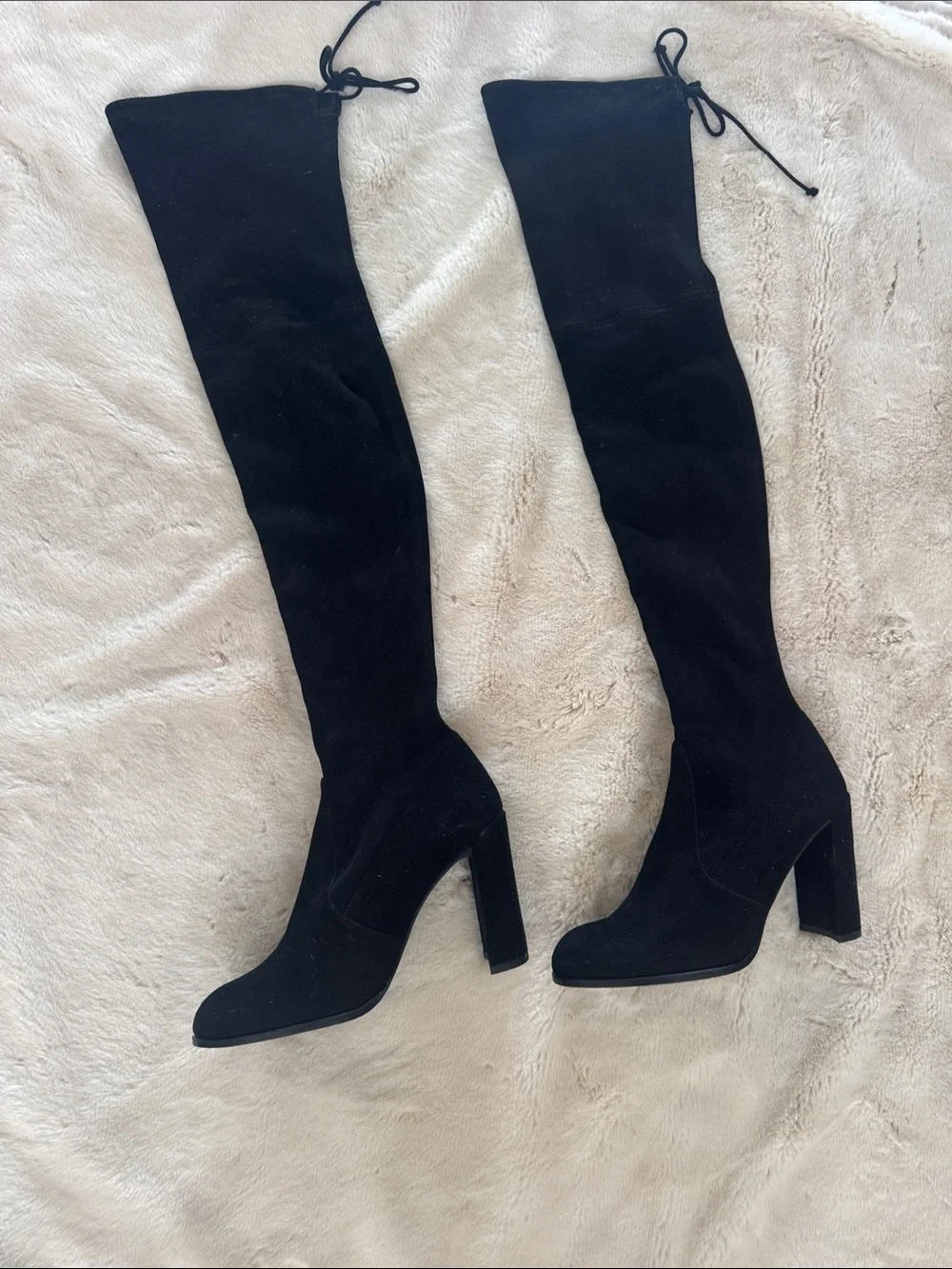 Stuart Weitzman Black Over‑The‑Knee Block Heel Boots